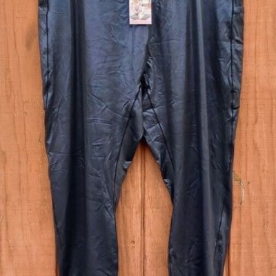 Halara Softlyzero Faux Leather Crossover Leggings Shiny Midnight Blue Sz 3X NEW